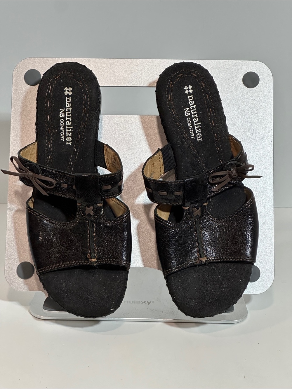Naturalizer N5 Comfort Bahari Dark Brown Leather Slide Sandals